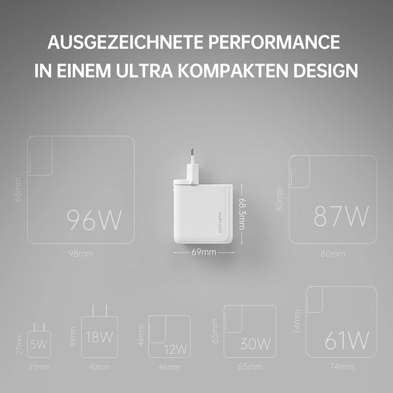 (100W) GaN Flex Pro 3-fach USB C / USB A World Travel Ladegerät Power Delivery Netzteil (4S545100) - Weiss