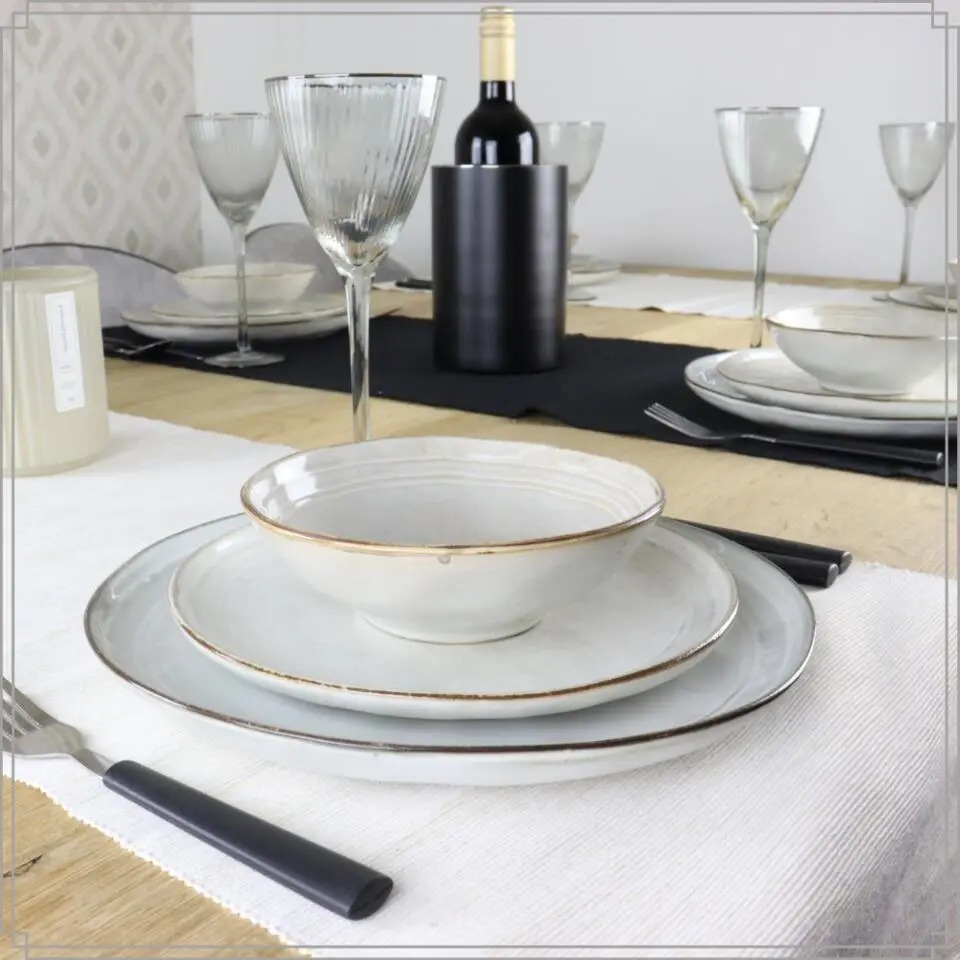 OTIX Diner Bordenset 6 Persoons Beige 26,5cm Keramiek LILY