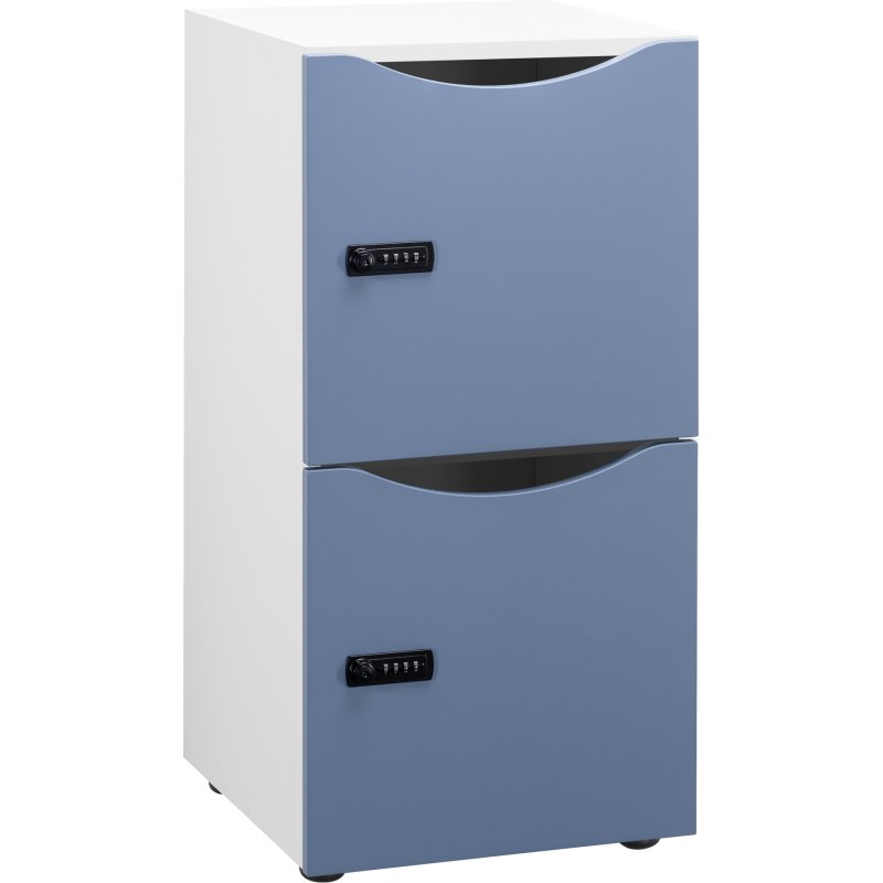Casier de bureau Lockers 2 cases - Corps blanc - H 86 cm - portes laquées - Serrure à code