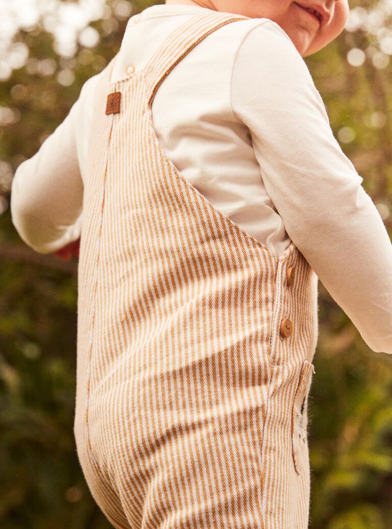 Salopette en twill écrues à rayures