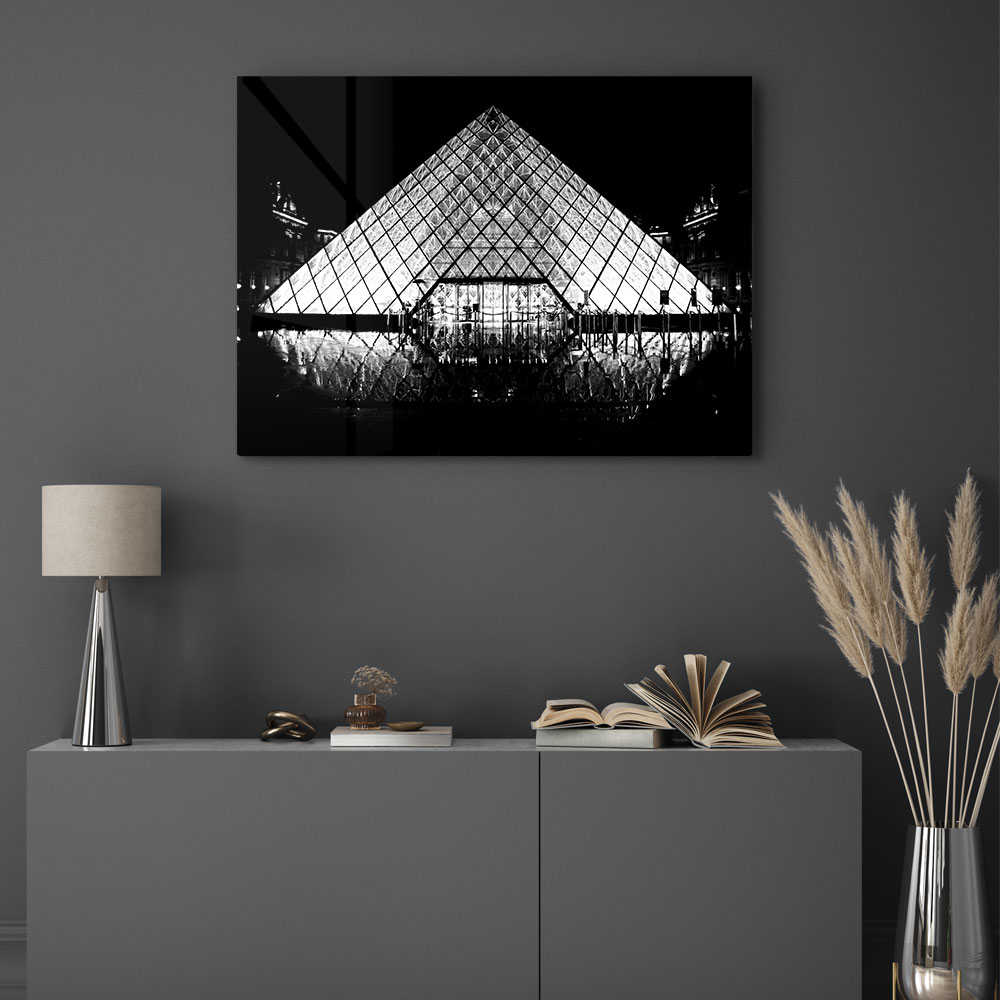 Walljar acrylglas schilderij - Louvre Frontview Acrylglas schilderij - 80 x 120 cm
