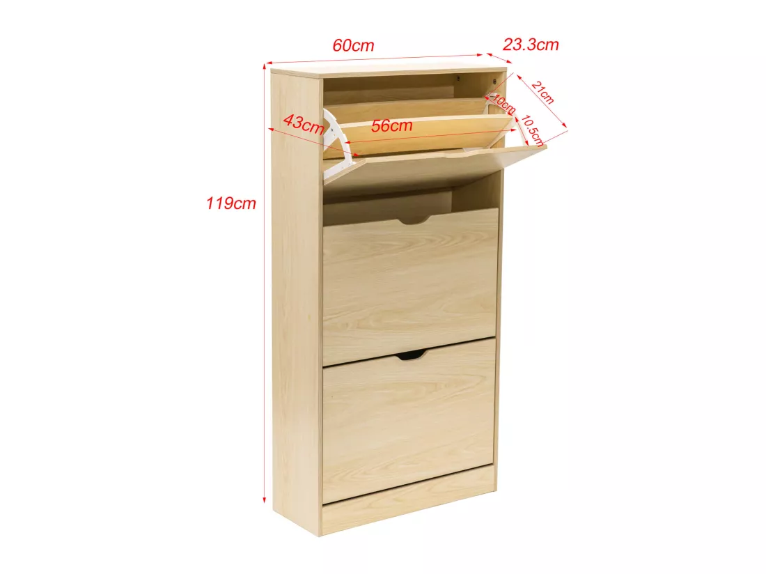 Armoire à Chaussures Rangement Compacte en MDF Beige pour 12 Paires