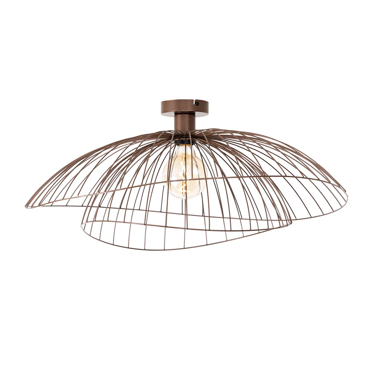 Smart plafondlamp brons met dubbele kap 45cm incl. Wifi G95 - Pua