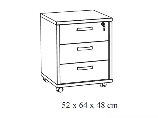 Caisson de rangement bureau 3 tiroirs Chêne et Noir | Collection DEPÉ | Meublorama