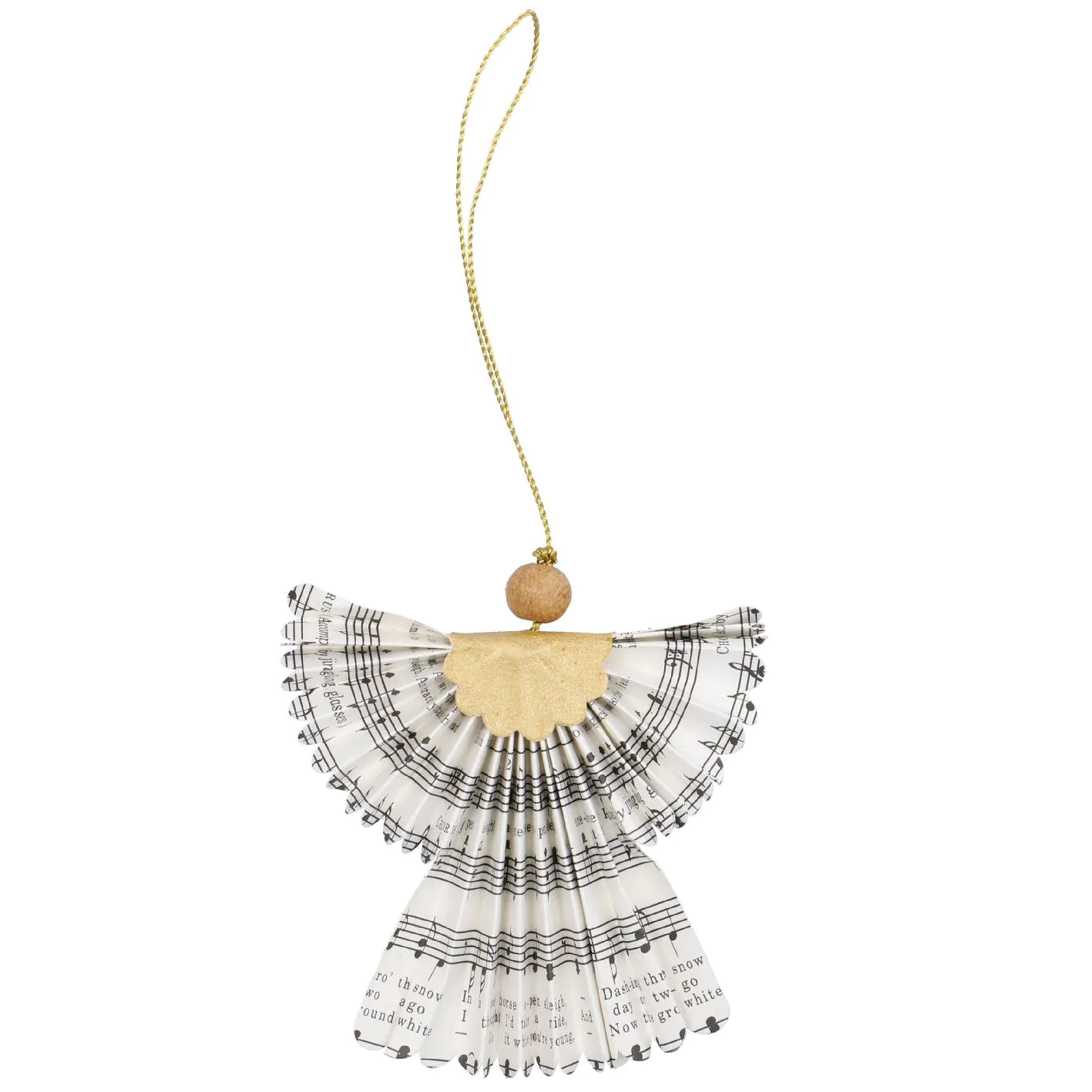 Weihnachtsbaumanhänger Engel, Noten/offwhite, 10 cm
