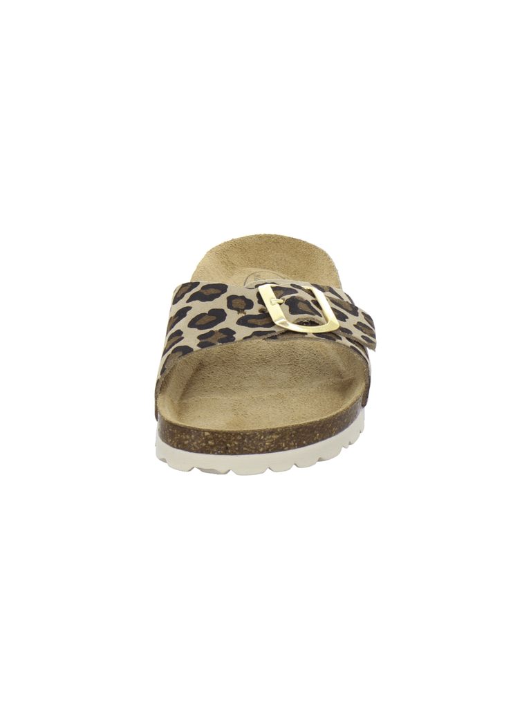 modische Pantoletten Damen leo-beige