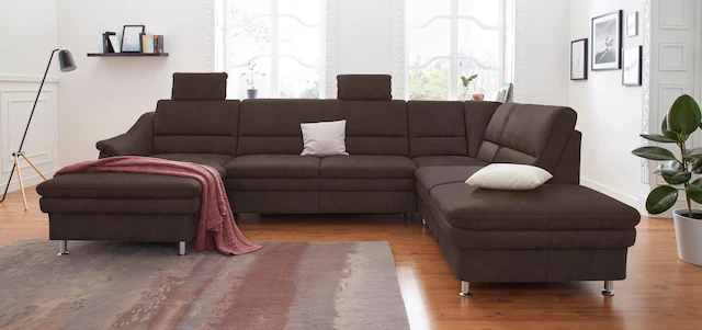 sit&more Wohnlandschaft »Cardoso U-Form« mit Federkern und Kopfstützen, mit Bettfunktion und Relaxfunktion