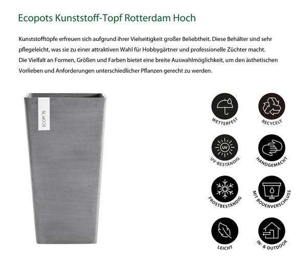 Ecopots Kunststoff-Topf Rotterdam Hoch,