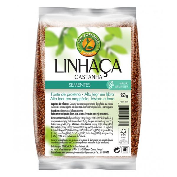 Cem Porcento Sementes de Linhaça Dourada 250g