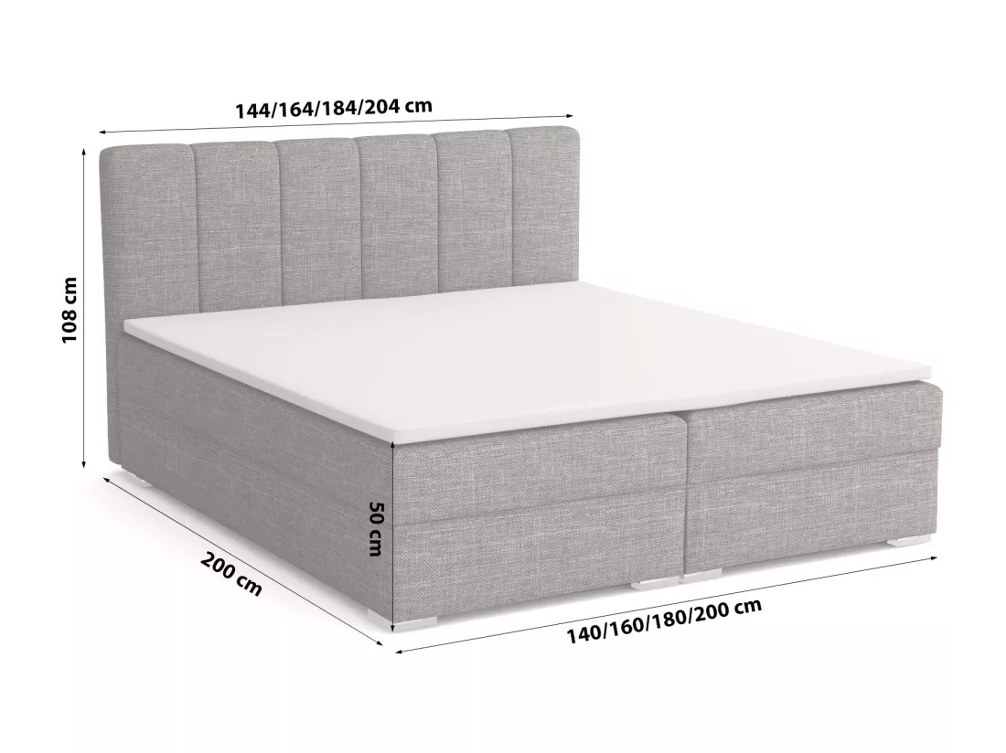 LIT BOXSPRING avec surmatelas Norrby 200x200 cm, Lux 06 (gris)