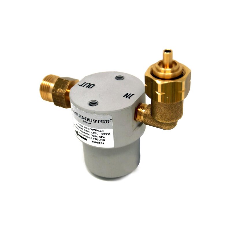 DREHMEISTER Gasflaschenfilter Smart 21,8 LH x G12 gerade -90° gewinkelt vertikal