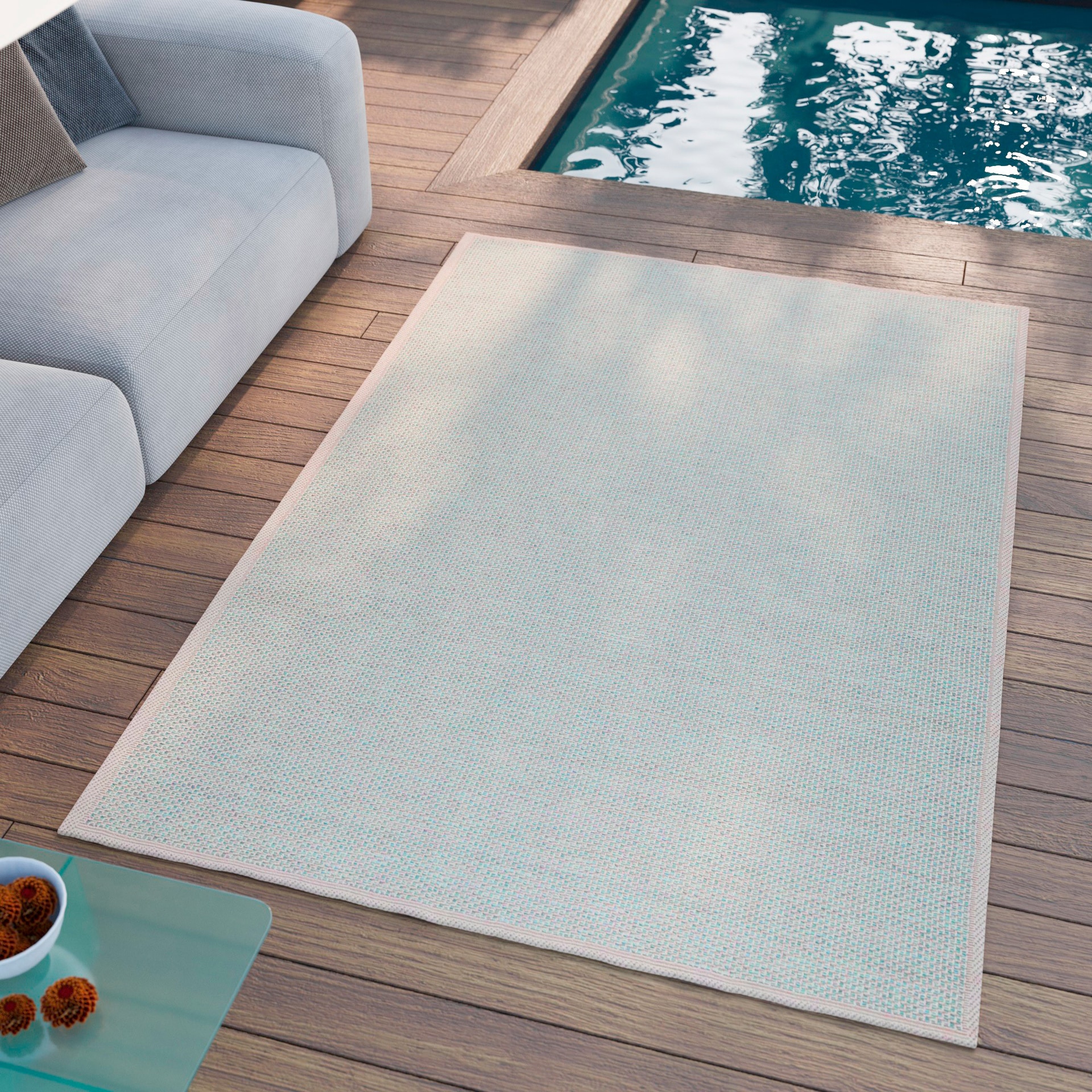 ESPRIT Outdoorteppich MIDLAND 80 x 150 cm beige/türkis