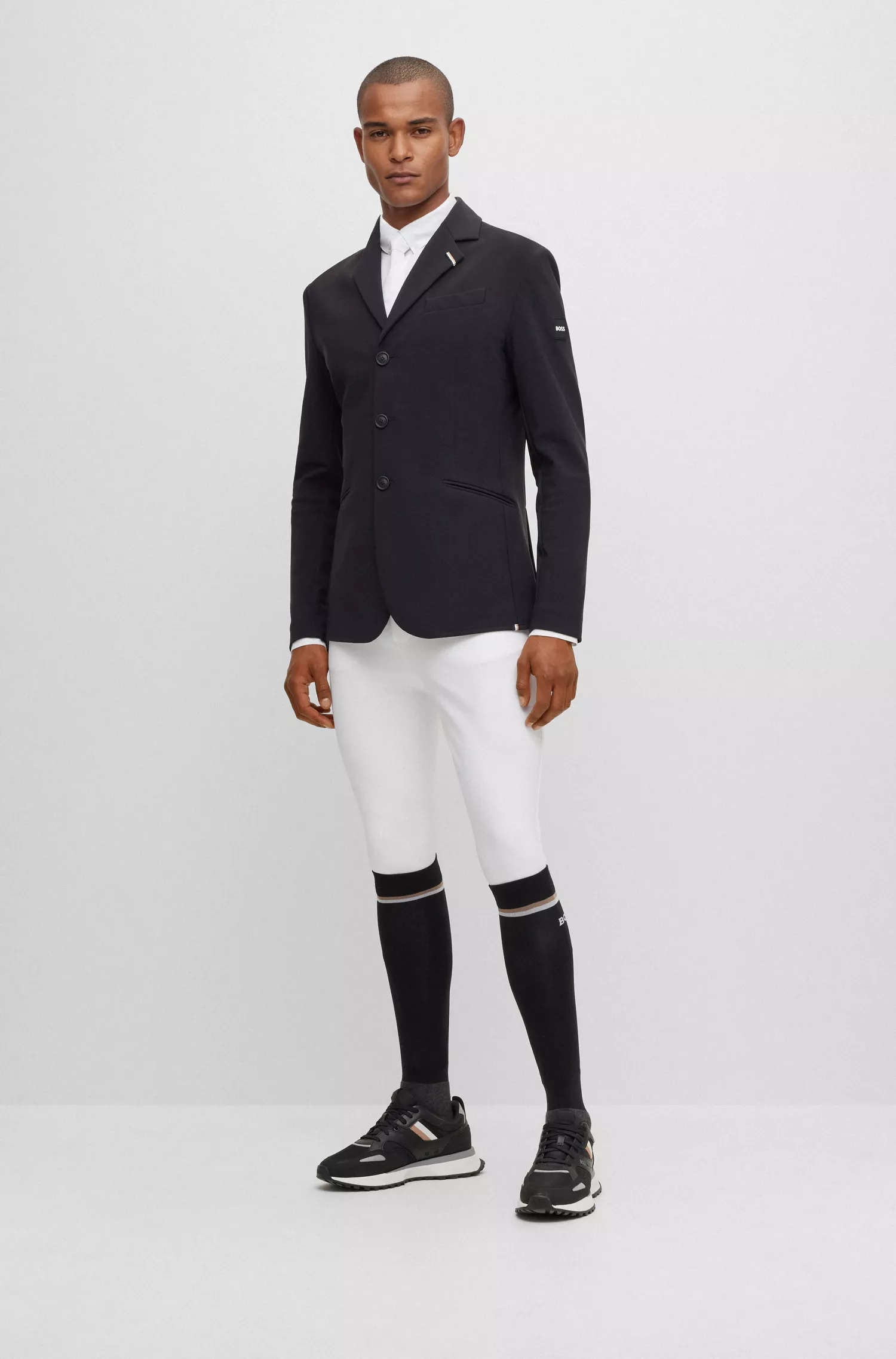 Camisa de competição BOSS Black-Equestrian slim-fit em materiais mistos