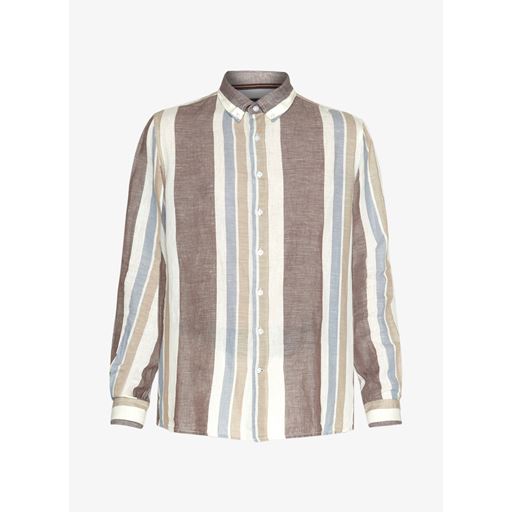Signal Gino Linen Wide Stripe Skjorte, Blue Mirage, XXL