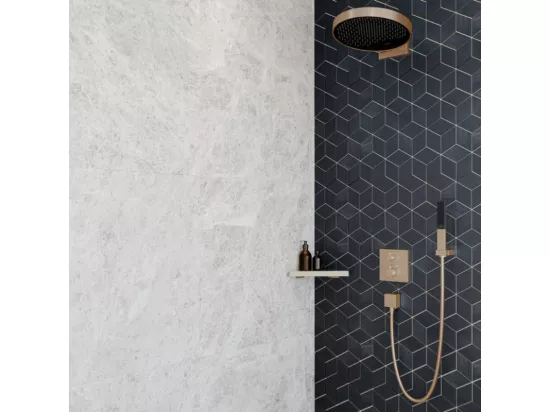 HANSGROHE Façade pour mitigeur thermostatique encastré Ecostat Square avec robinet d'arrêt et inverseur noir mat