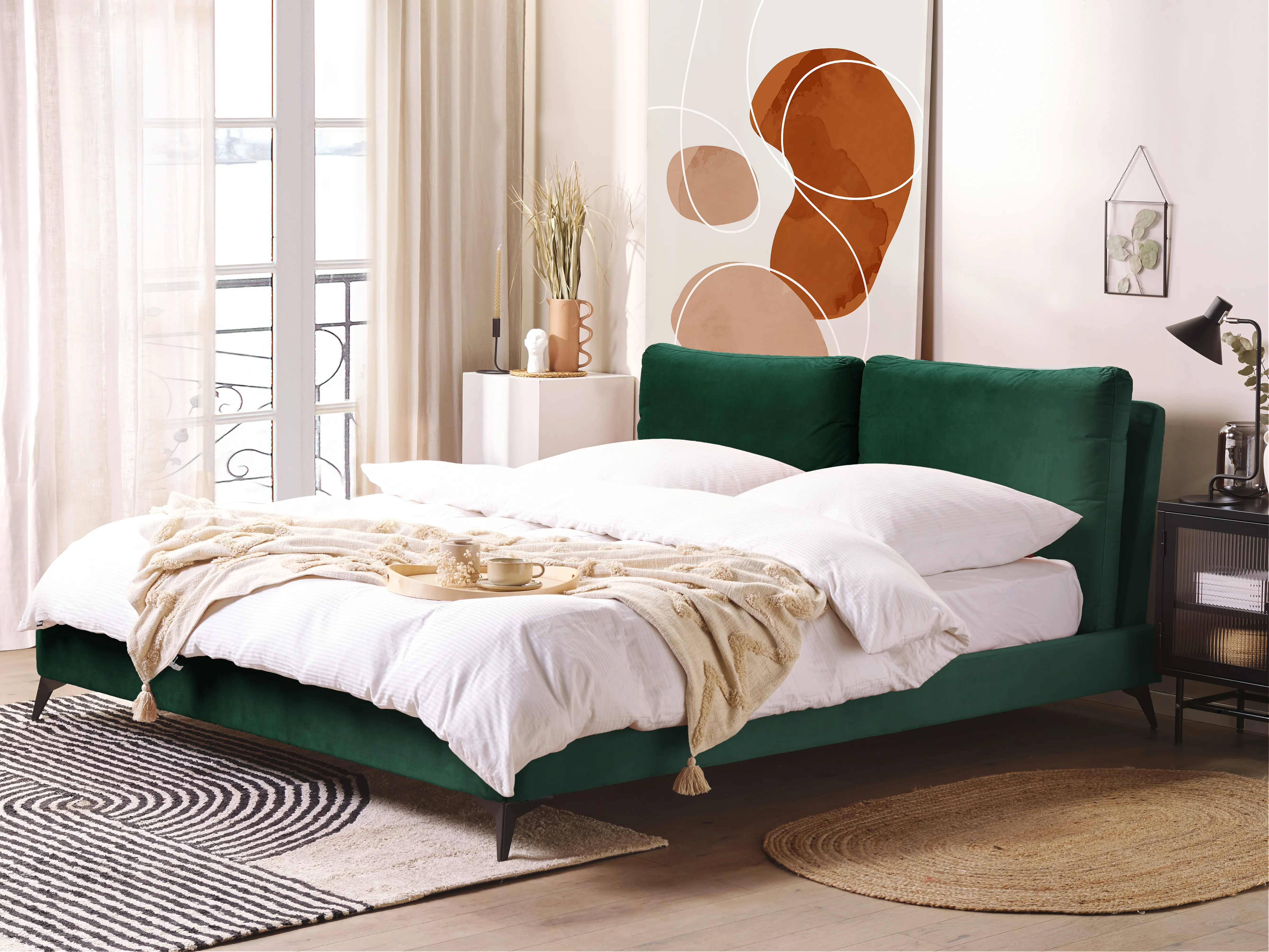 Bed Fluweel MELLE 180 x 200 cm Smaragdgroen