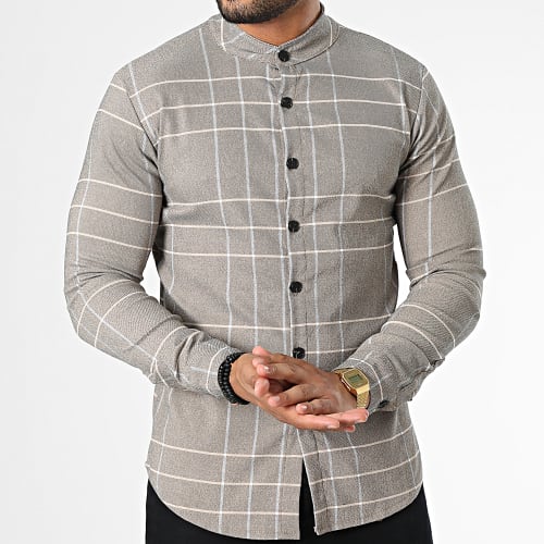Chemise Manches Longues à Carreaux Marron