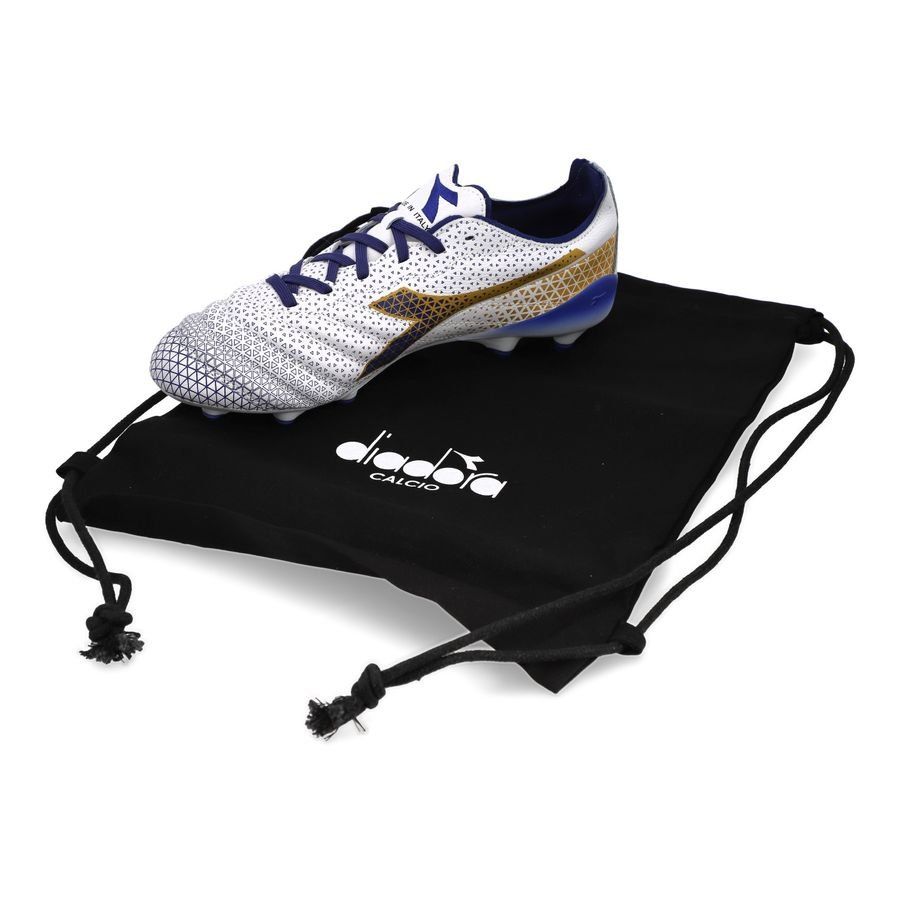 Diadora Brasil Elite Tech GR Italie LPX FG - Blanc/Bleu/Doré