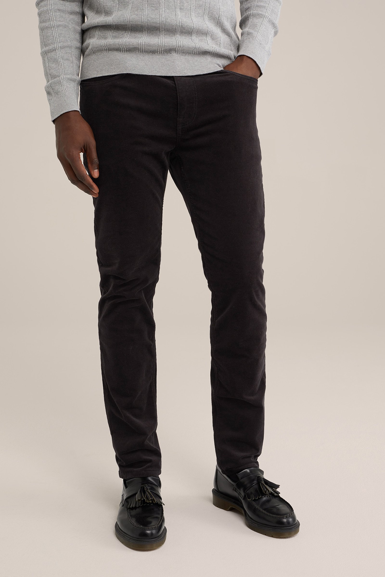 slim fit broek van corduroy Fundamentals Zwart