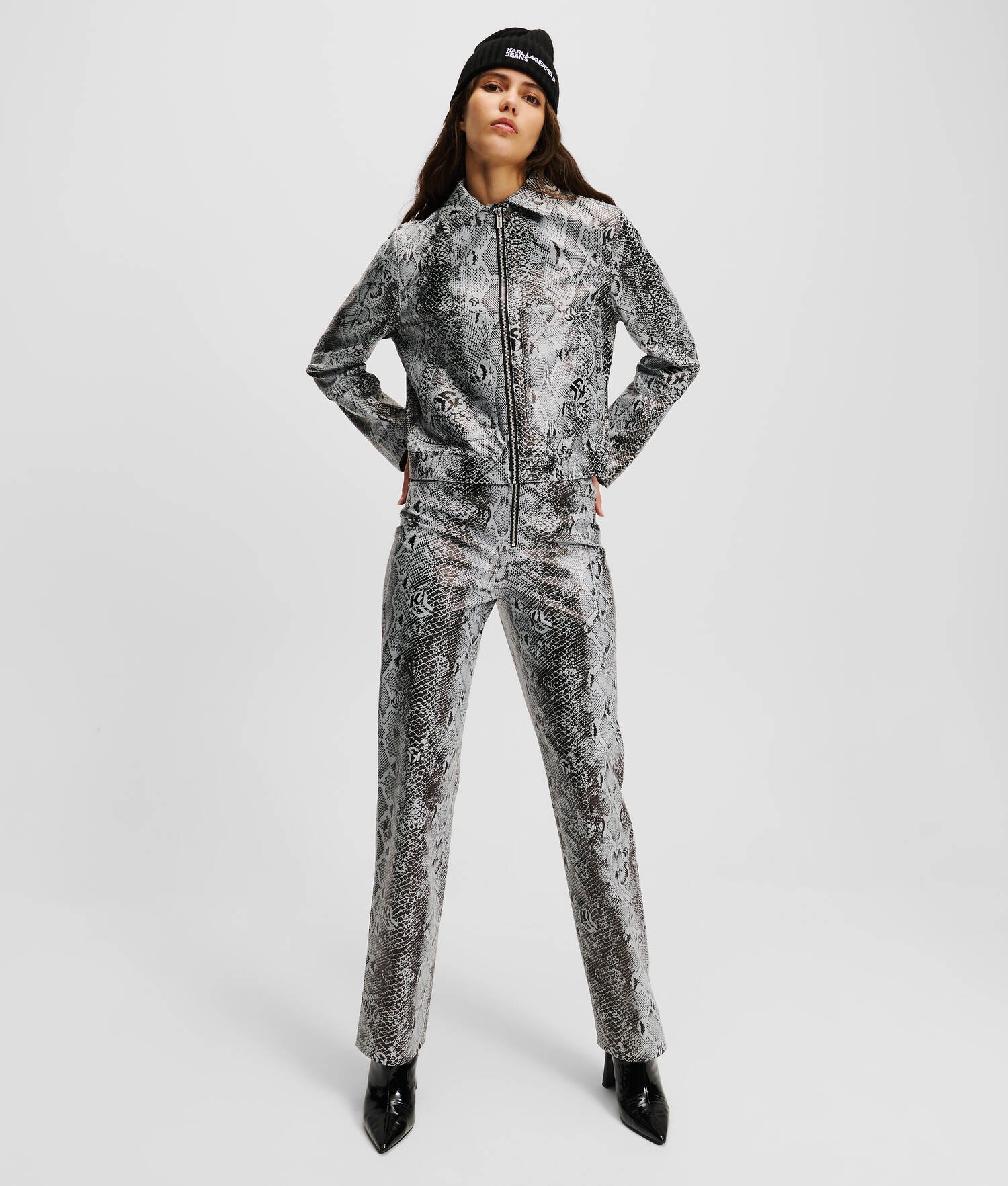VESTE EN SIMILI-CUIR IMPPRIMÉ PEAU DE SERPENT KLJ