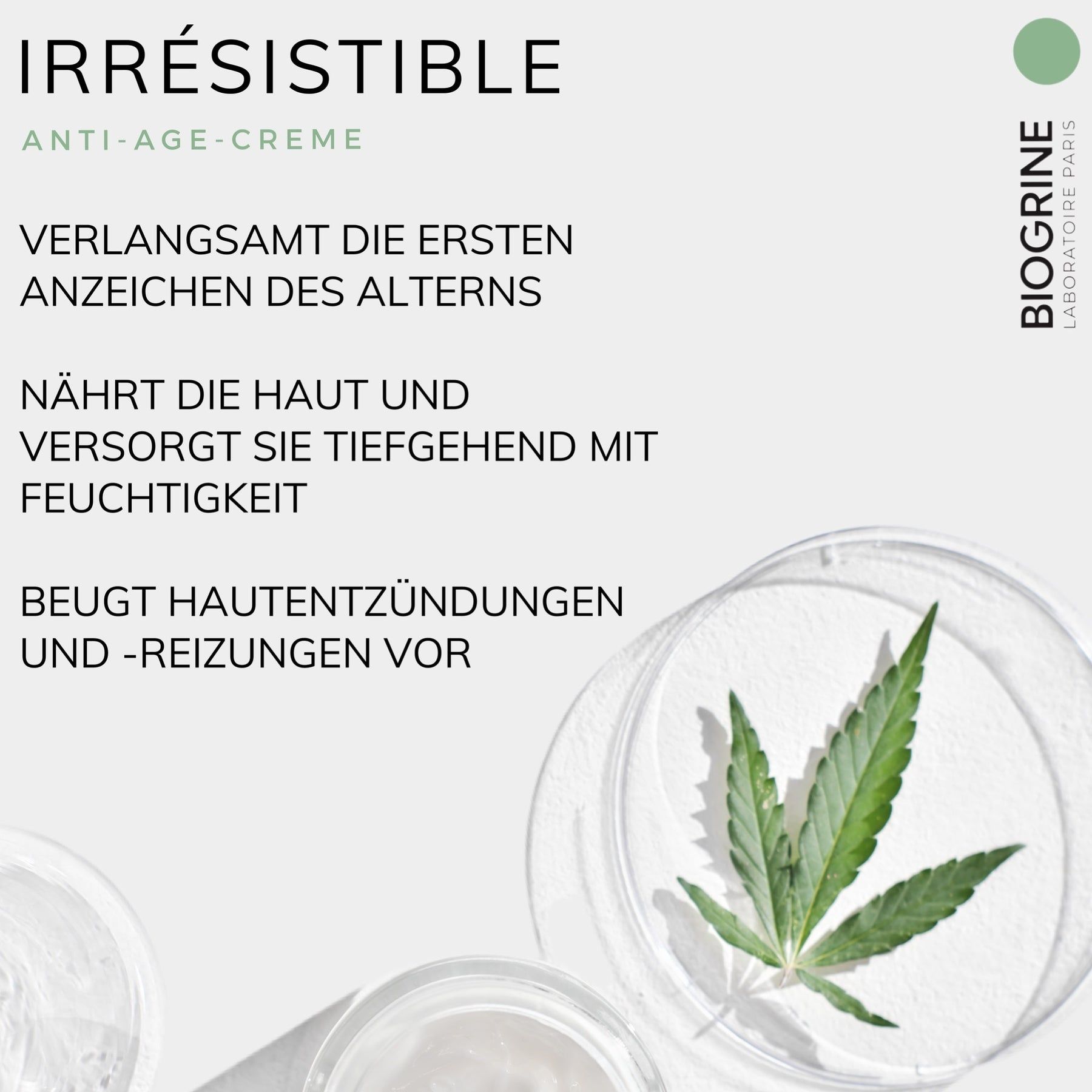 BIOGRINE „IRRESISTIBLE“ CBD-ANTI-AGING-CREME  HYALURONSÄURE