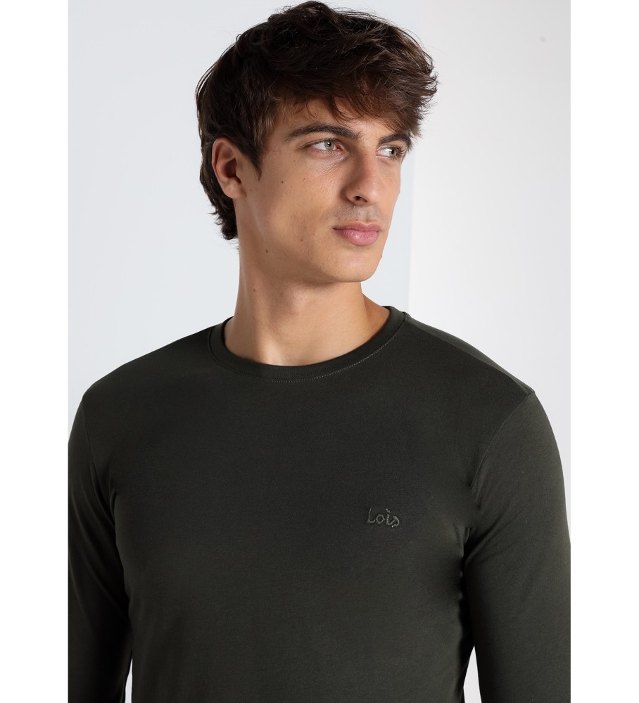 Camiseta básica de manga comprida verde Lois