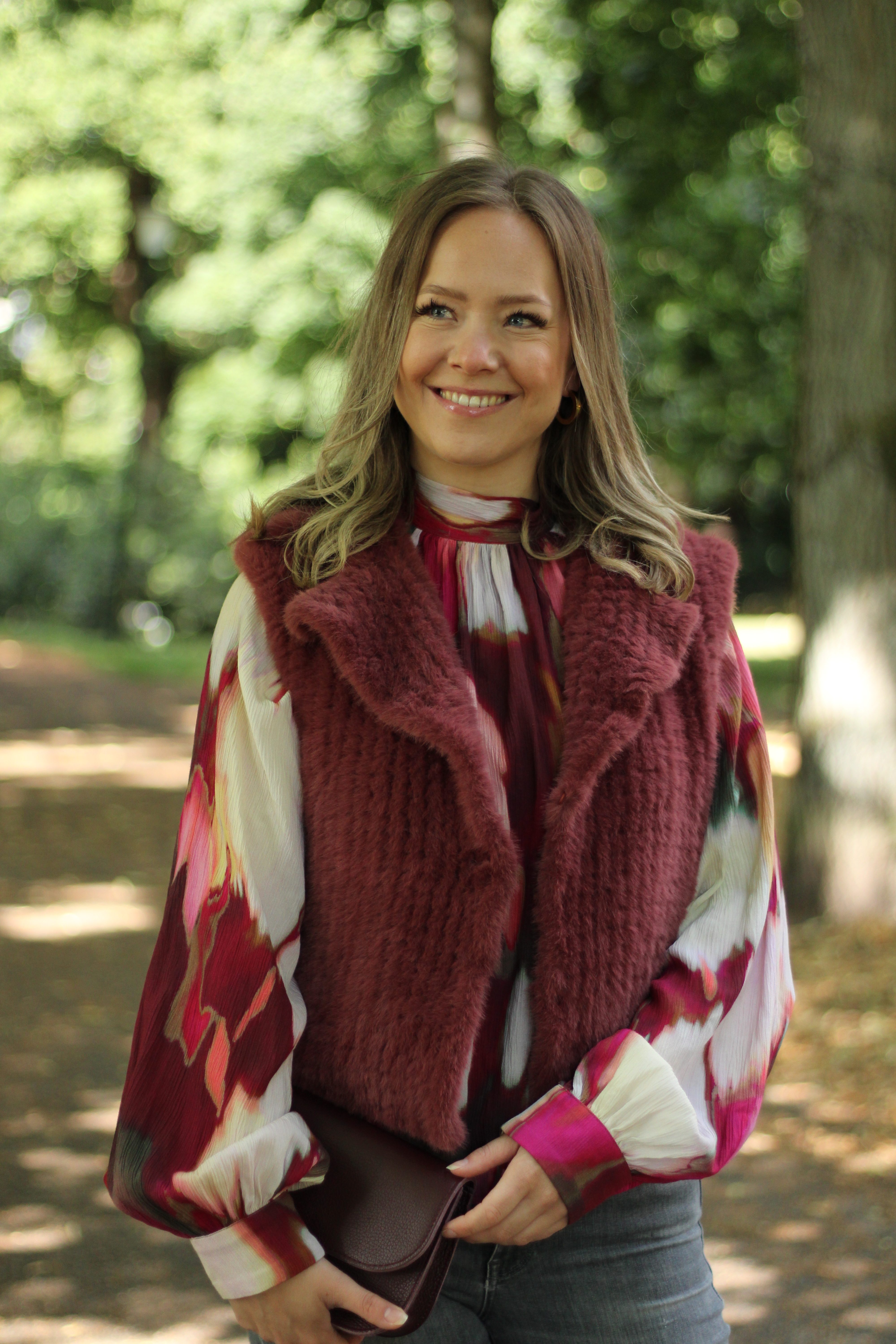 Rino & Pelle - Keasha Faux Fur Waistcoat - Red Ochre