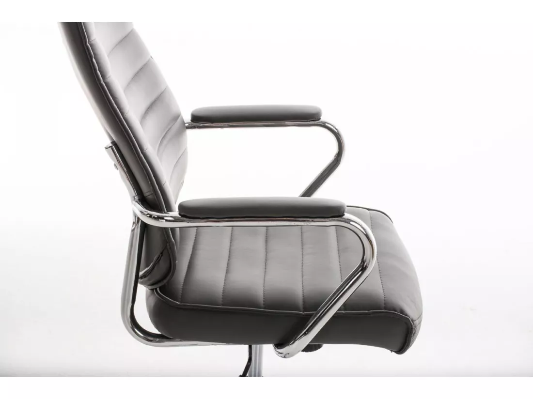 Chaise de bureau - Similicuir & Métal chromé - Gris - Rako