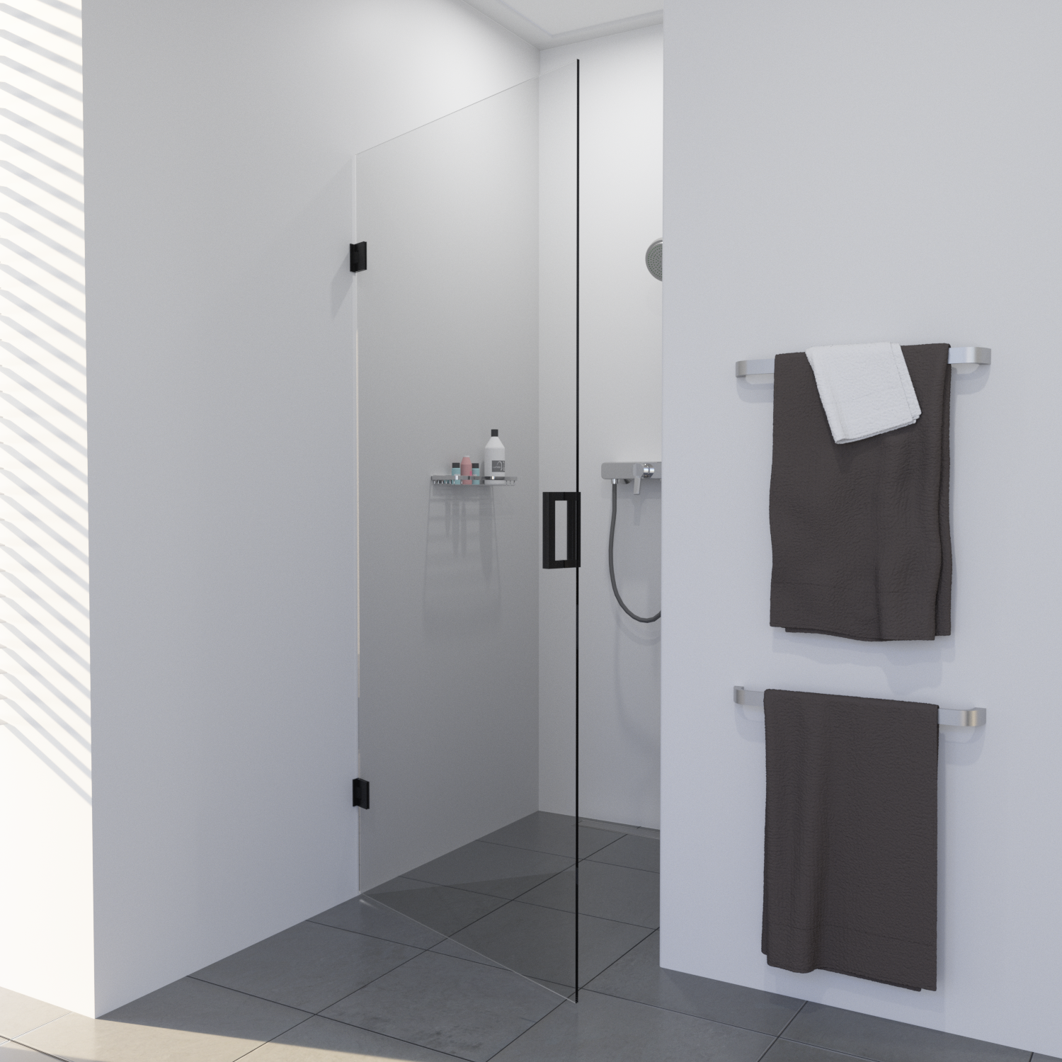 Saniclear Modern profielloze douchedeur 90x200 met zwarte scharnieren