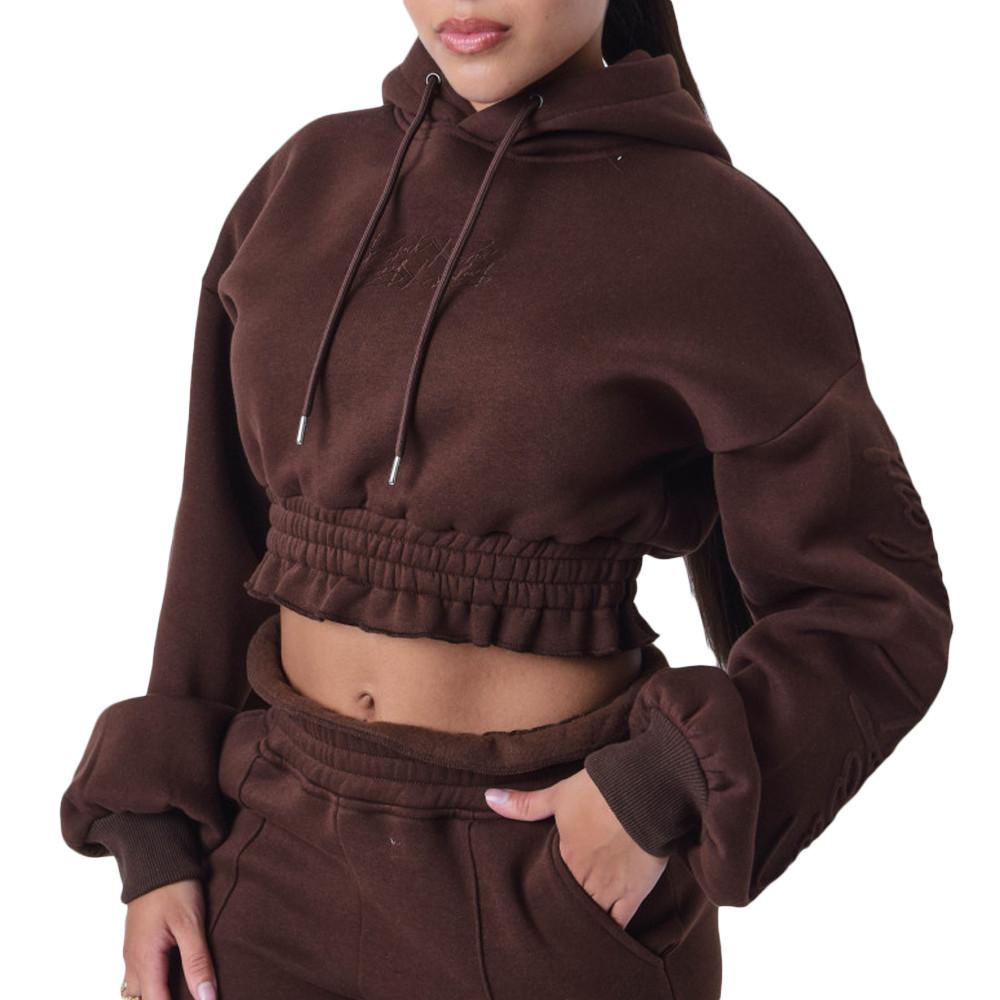 Project X Paris Sweat à Capuche Marron Femme Project X Paris Froncé