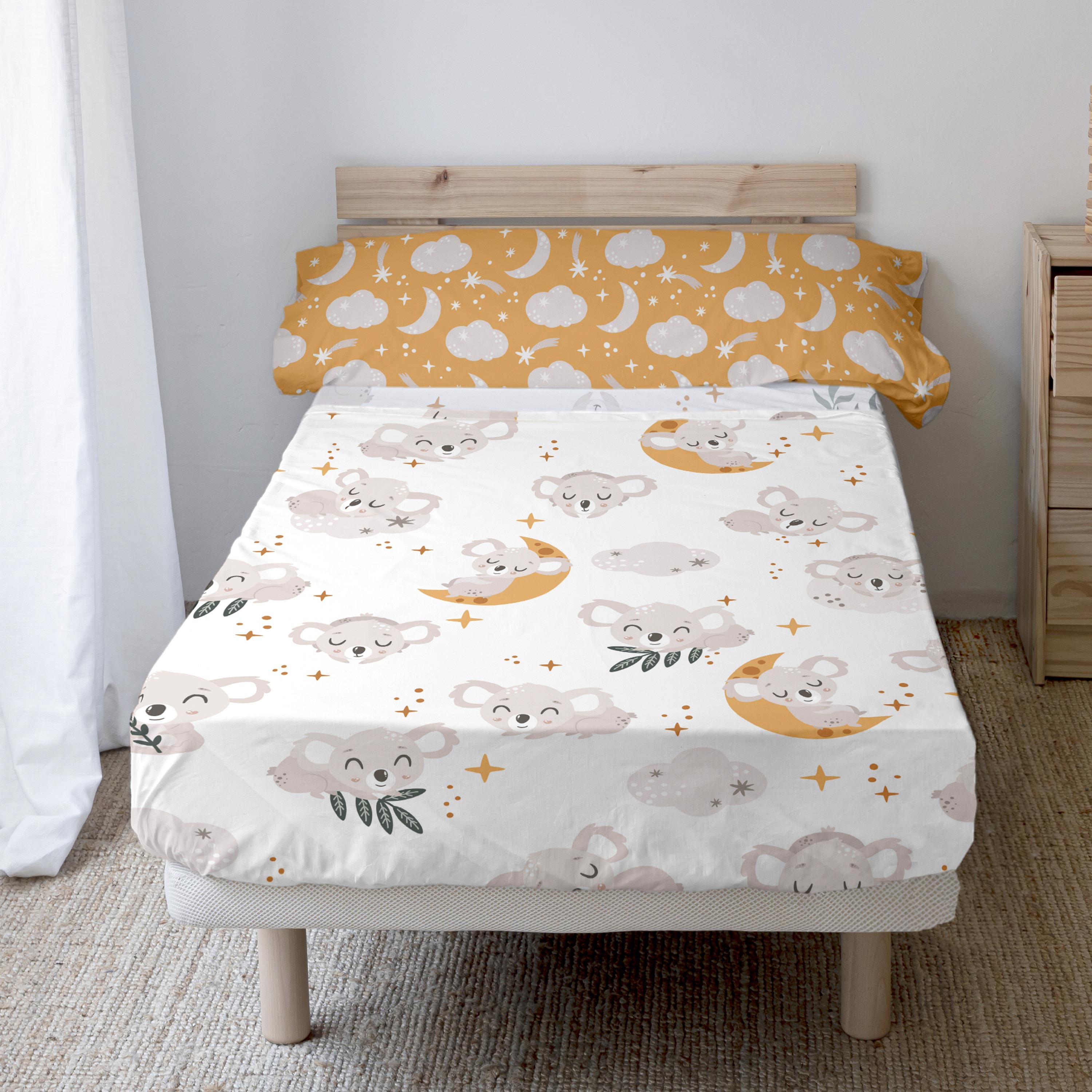 Baby koala Laken Set 2-delig Moshi Moshi, Veelkleurig, 100% katoen, de kwaliteit van 150 TC