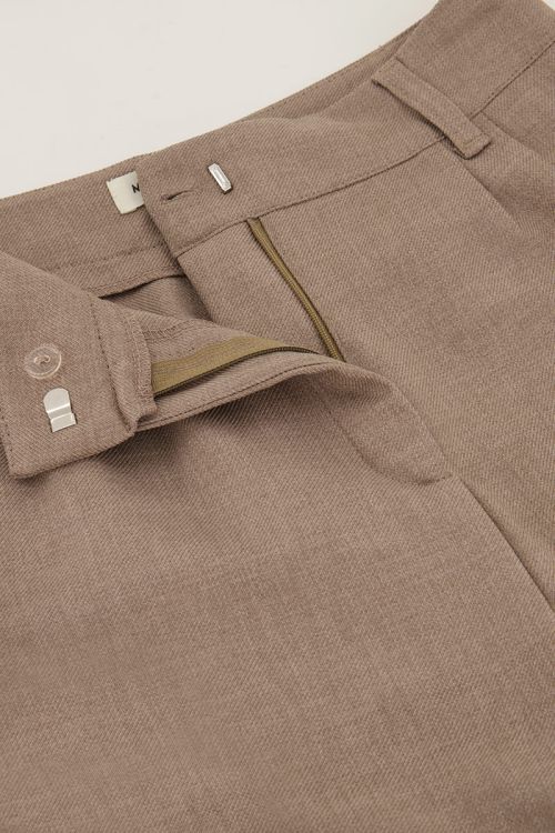 Taupe pantalon wide leg met blinde knoop