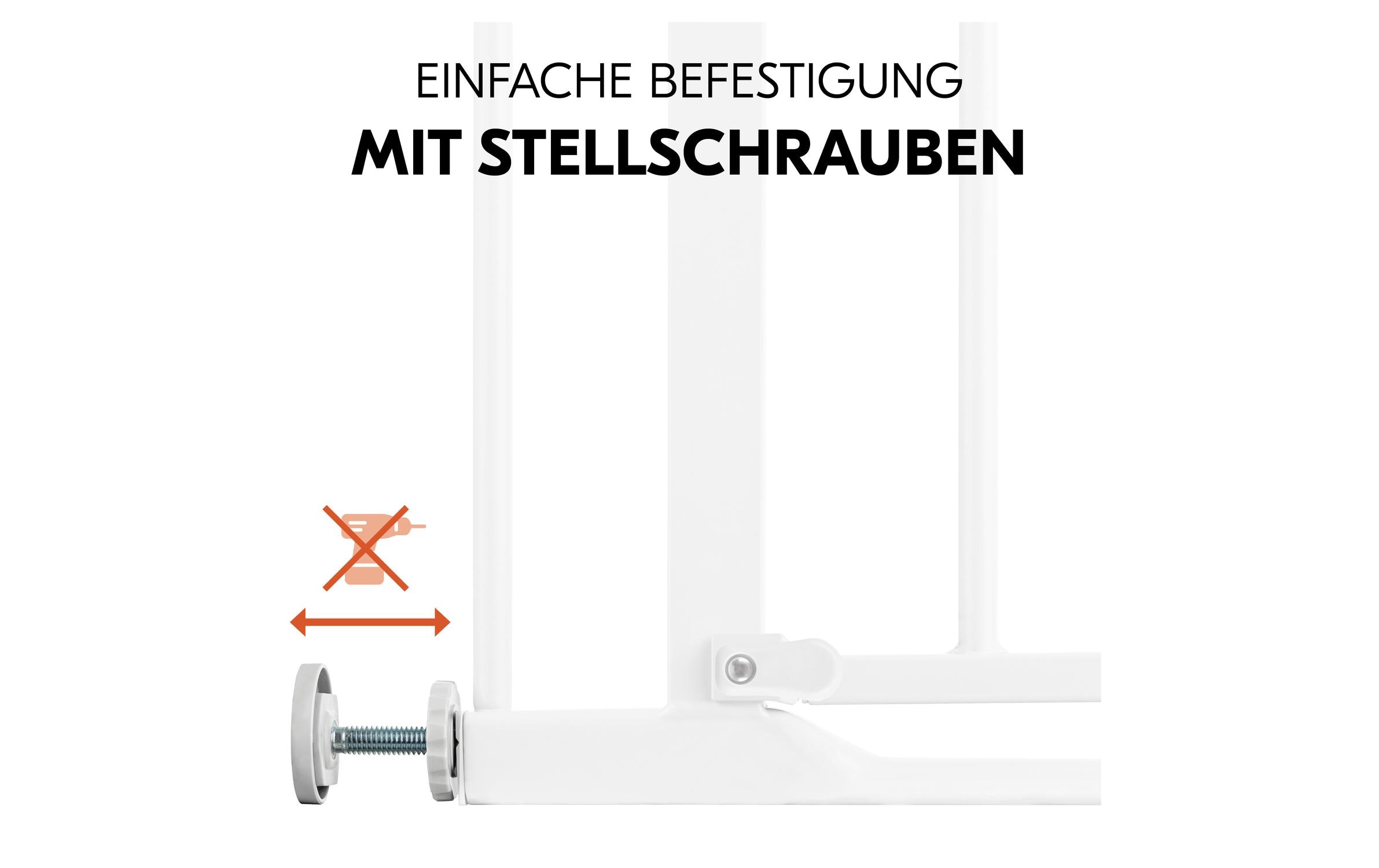Türschutzgitter Clear Step 2 +21 cm WeissBarrierefreies, manuell schliessendes Tür- und Treppenschutzgitter-Set