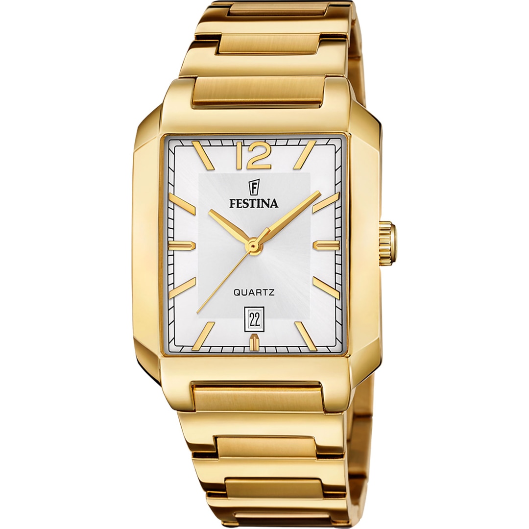 Festina On The Square Date Goldig / Silbrig