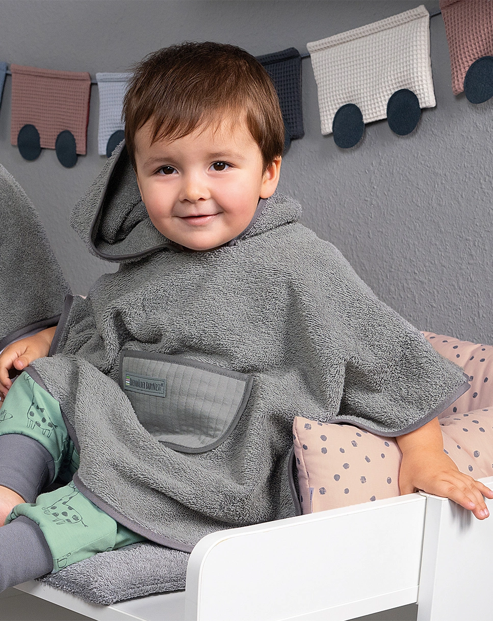 Frottee-Badeponcho UNI in grey