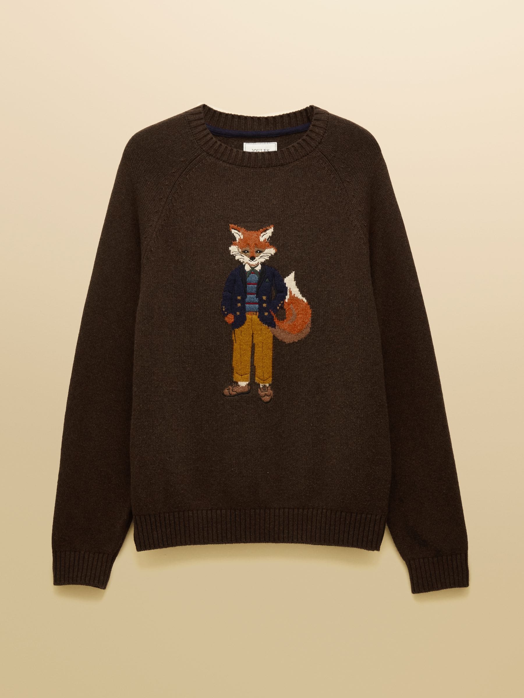Bruin - Joules - Jonty - Intarsia-gebreide trui met ronde hals