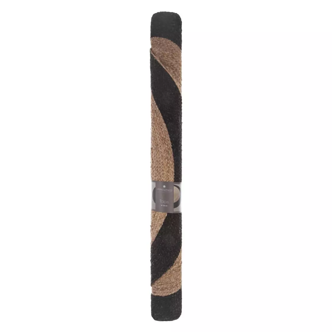 Tapis de salon jute rond (120 cm) Bord Noir