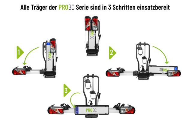 EUFAB Kupplungs-Fahrradträger PROBC3 für 3 Fahrräder, E-Bike geeignet