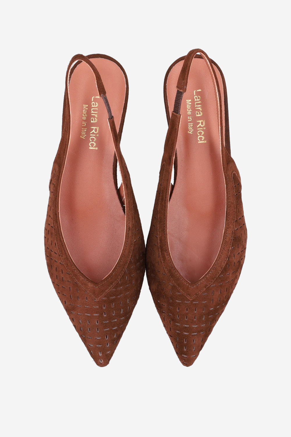 Perforated suede slingbacks