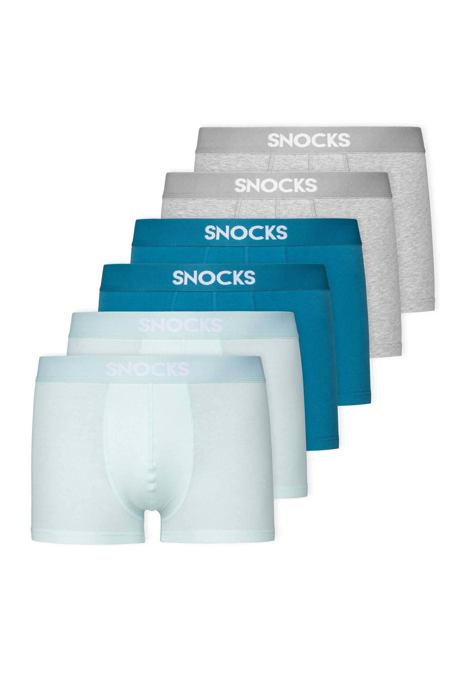 SNOCKS| Herren Boxershorts mit farbigem Bund aus Bio-Baumwolle im 6er-Pack