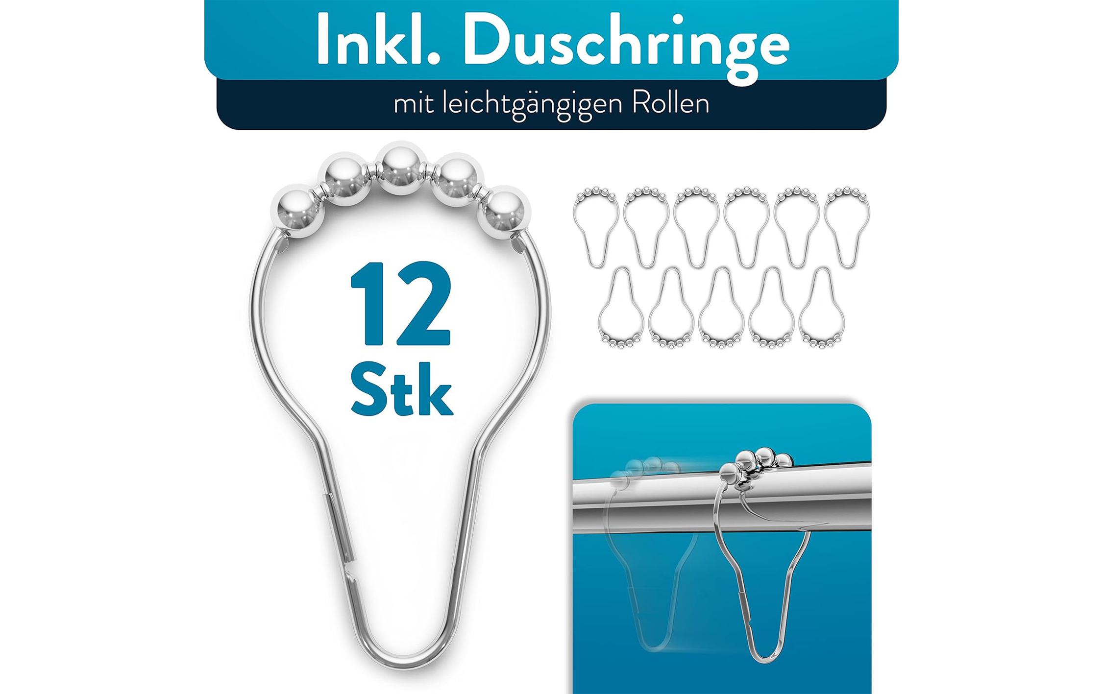 Duschvorhangstange 6 x 124.5 cm, SilberTeleskopstange