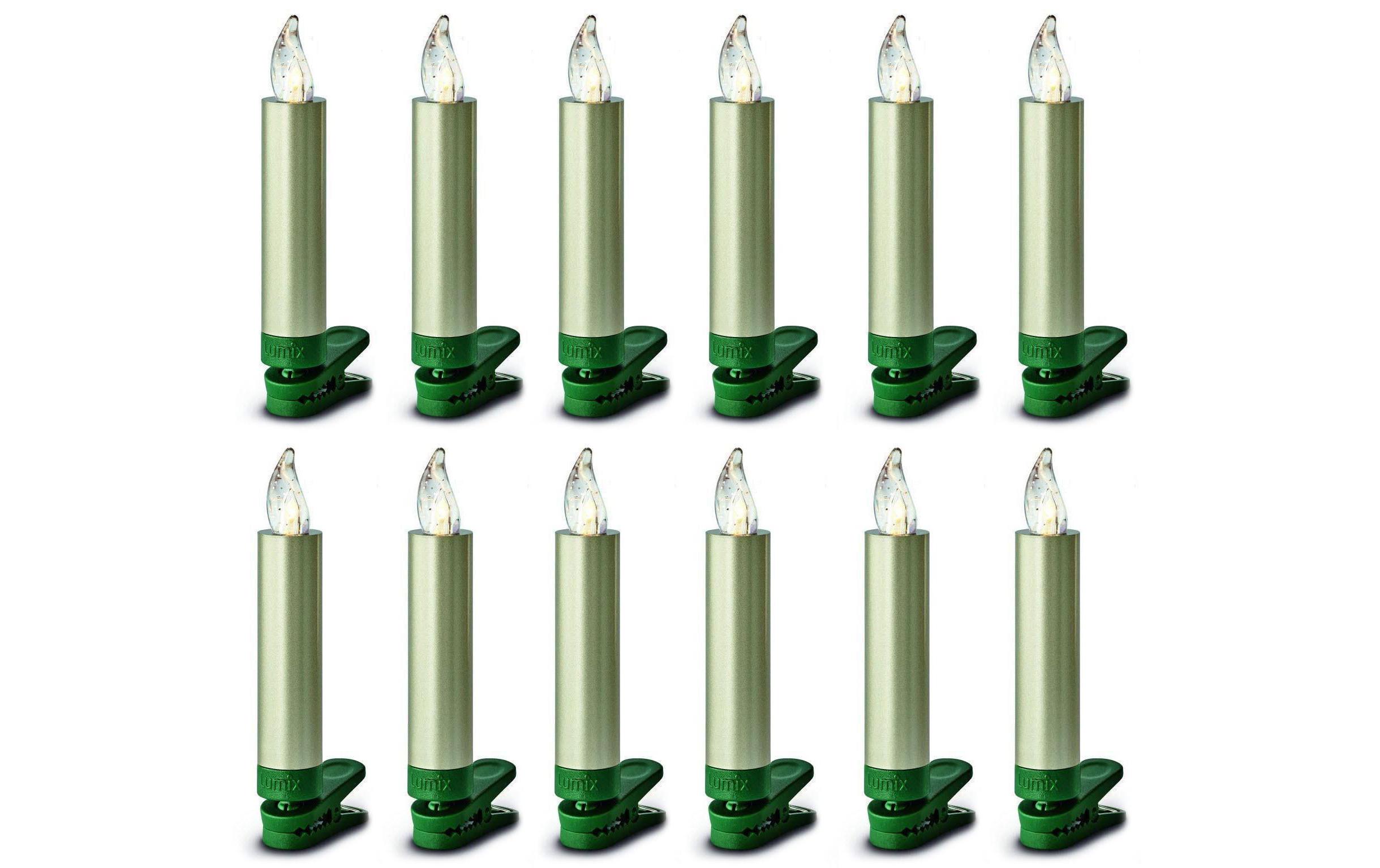 LED Baumkerze SuperLight Mini, Cashmere, 12er-Starter SetLED Christbaumkerze mit Fernbedienung
