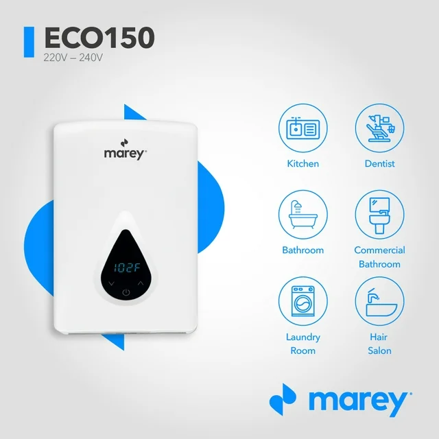 Aquecedor de água elétrico instantâneo Marey ECO150 de 220 volts com tecnologia SMART.