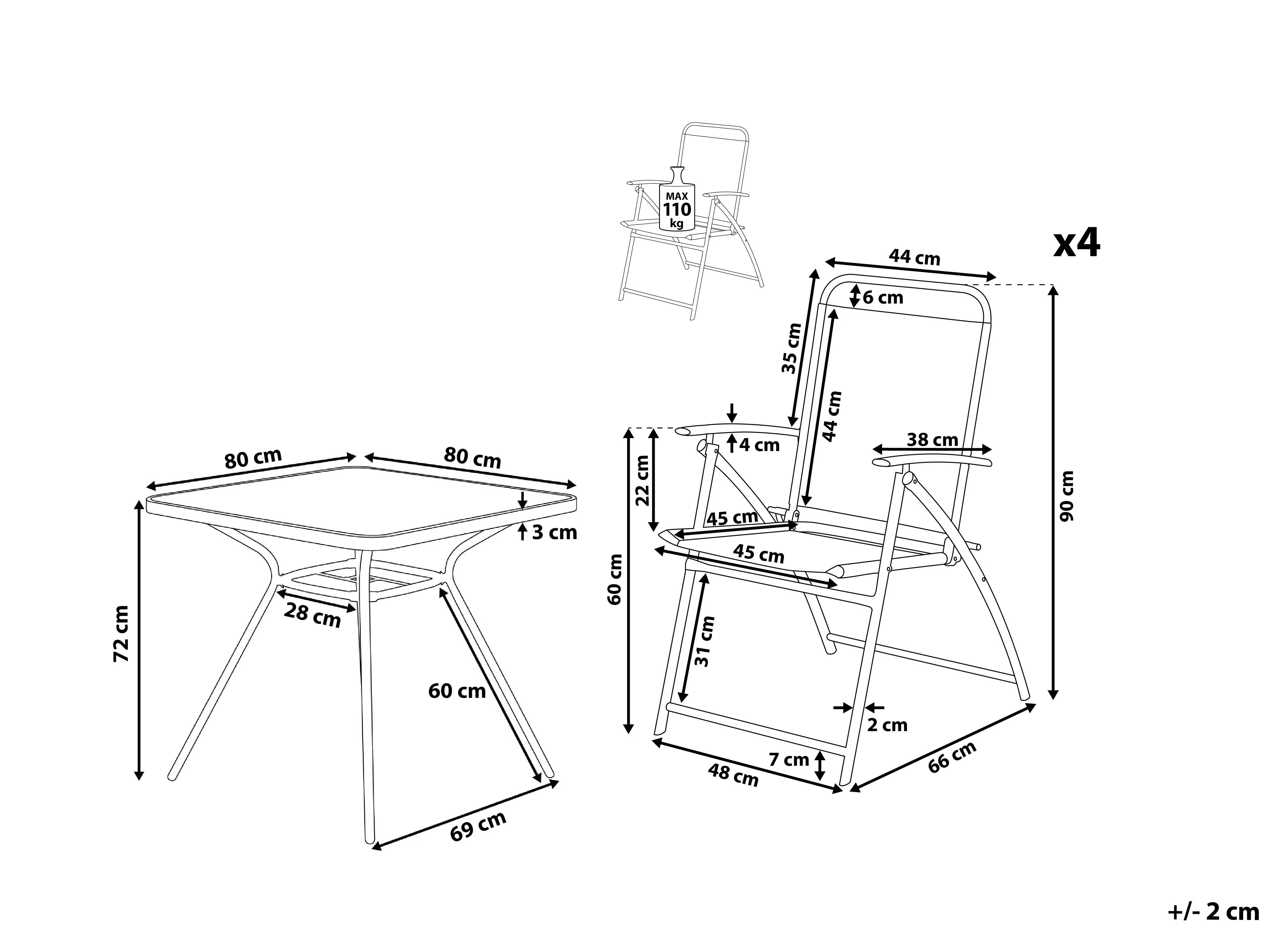 Tuinset 4-zits LIVO Metaal Zwart