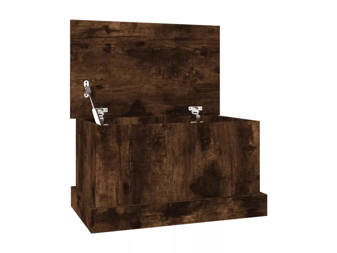 Boîte de rangement chêne fumé 50x30x28 bois d'ingénierie