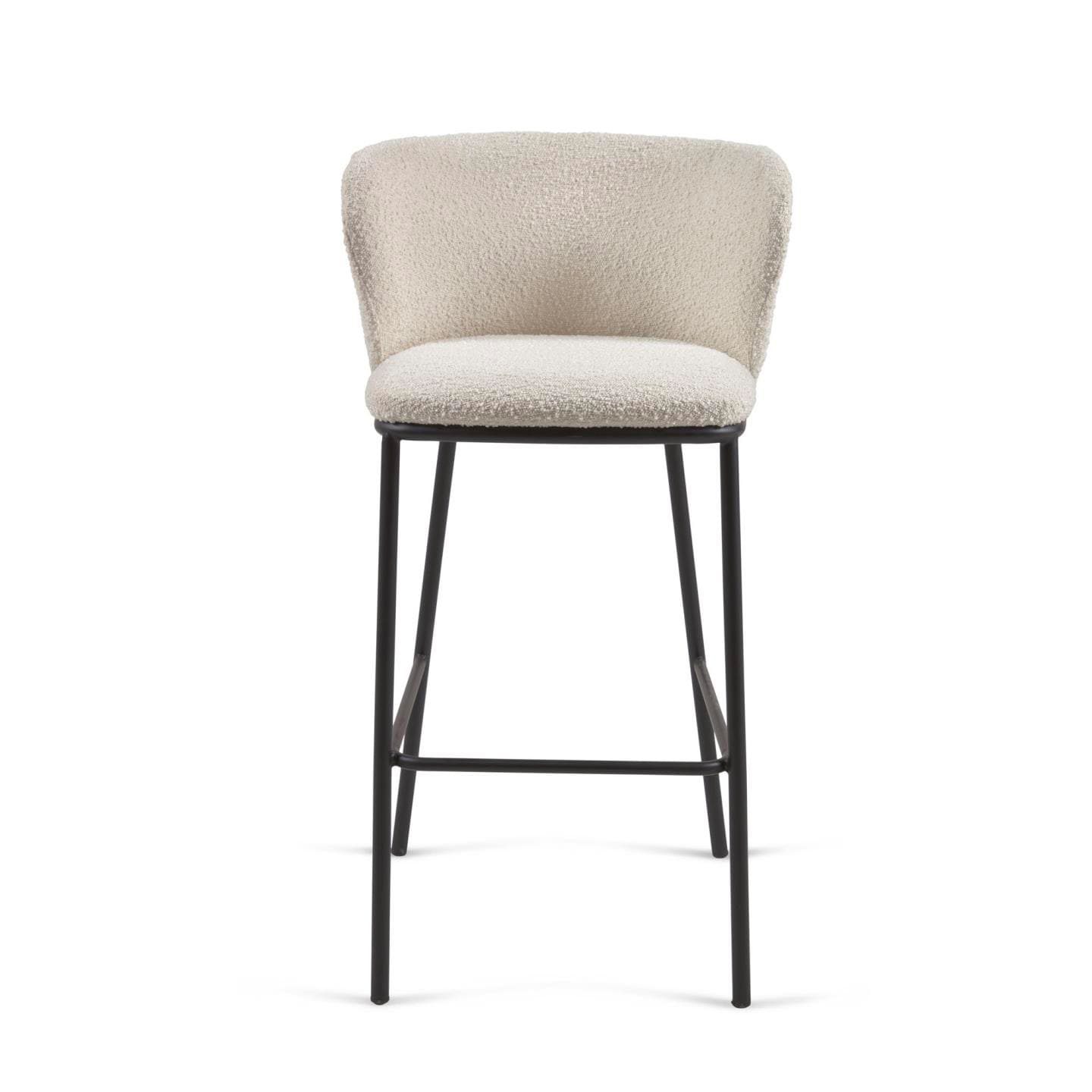 Kave Home Barhocker CISELIA Bouclé weiß/schwarz