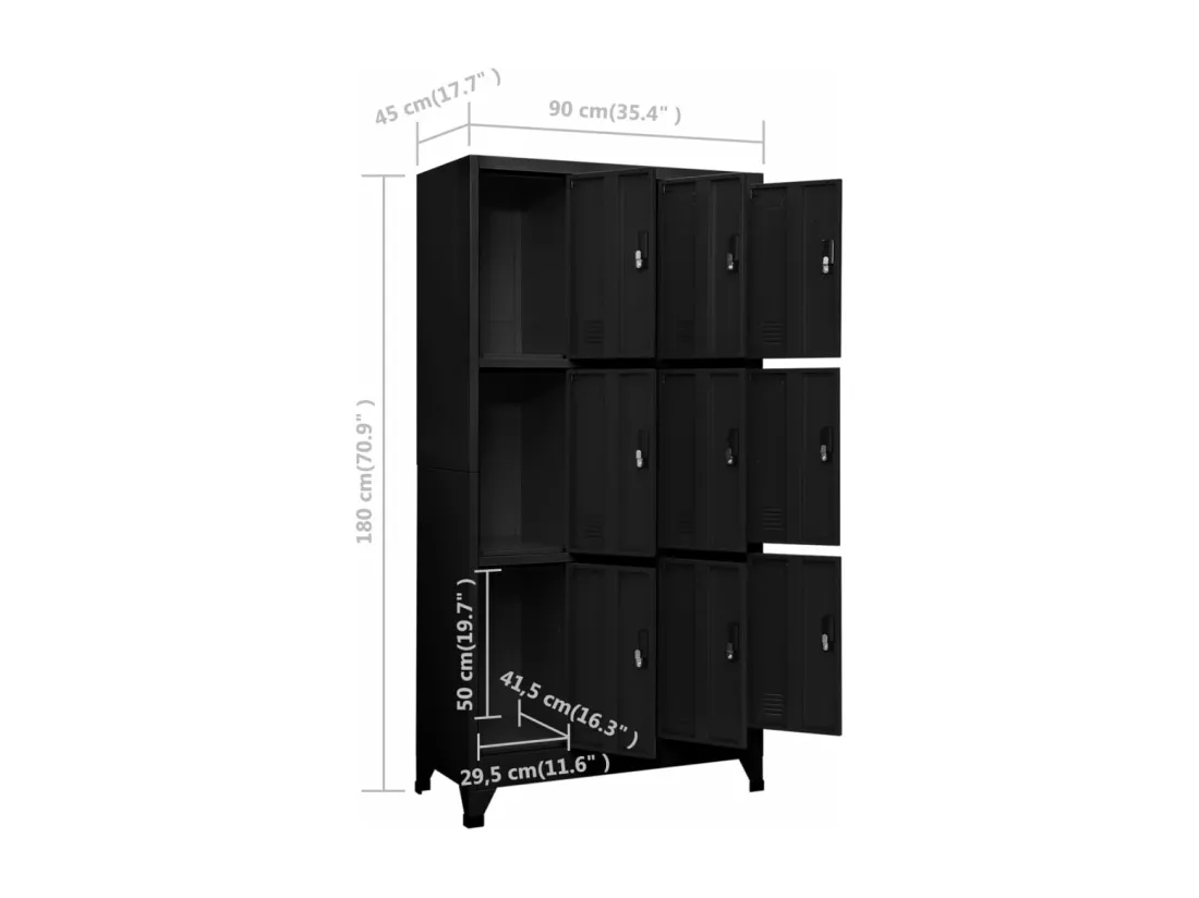Armoire à casiers Noir 90x45x180 cm Acier