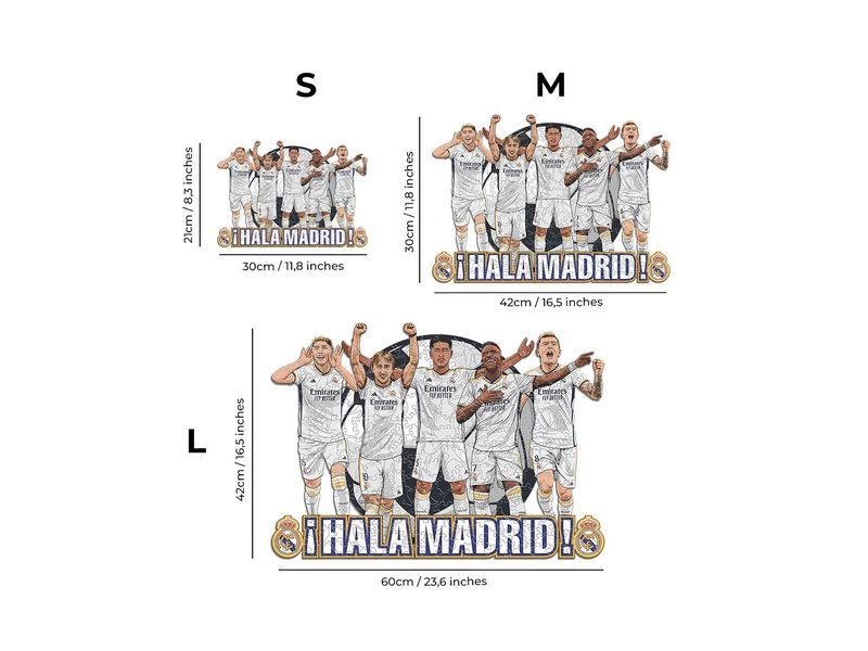 Iconic Puzzle Real Madrid CF - 5 Spieler Offizielles Holzpuzzle, Grösse M