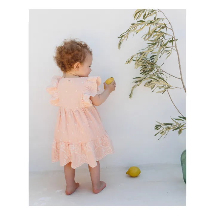 Búho Robe Brodée Mousseline Bébé | Rose pâle