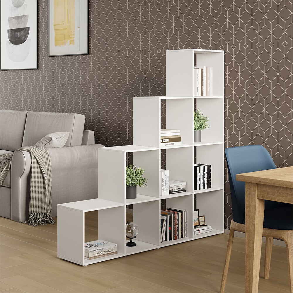 Vicco Treppenregal Aramis Weiß, 138 x 143 cm, Standregal mit 10 Fächer